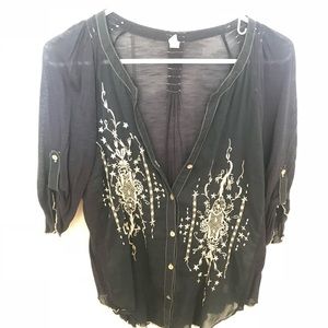 Anthropologie loose fitting button up.